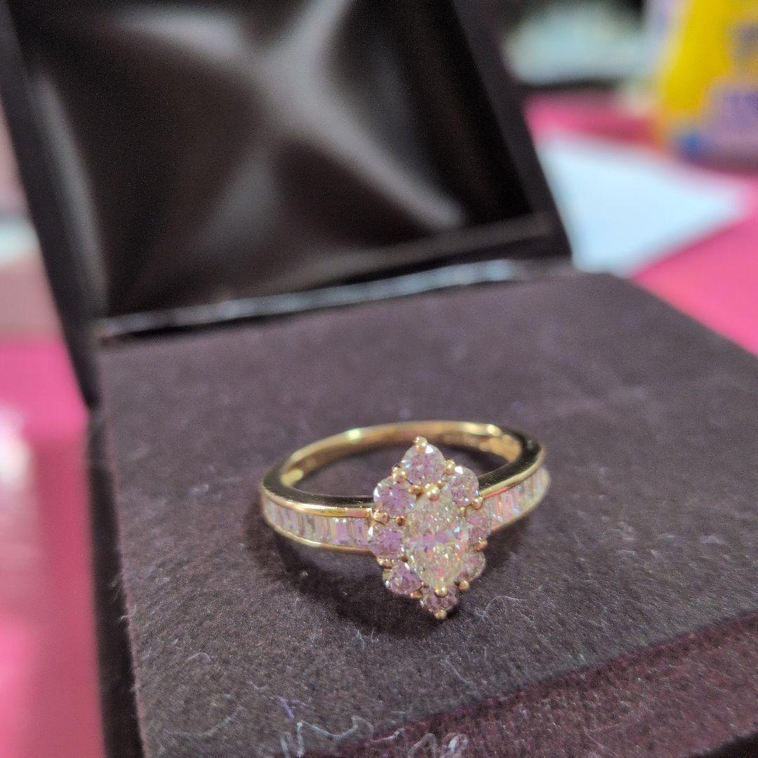 K18イエローダイヤモンド 花形リング
