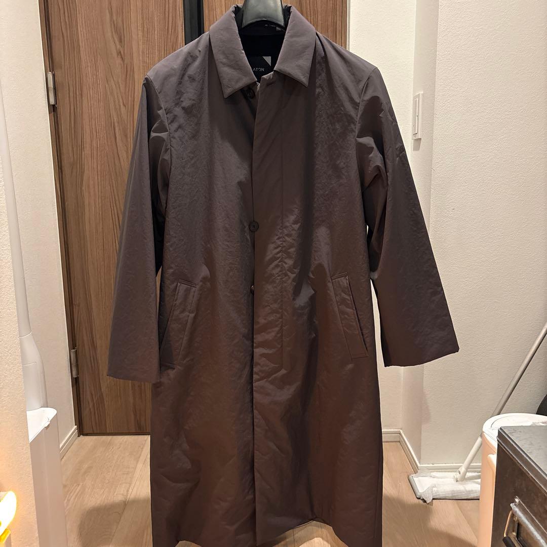 ATON ASAKO NYLON ステンカラーコート ダークグレー