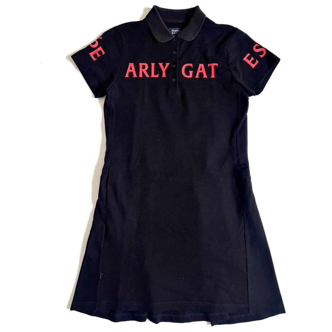 パーリーゲイツ　半袖ワンピース　Aライン　フリル　スカート　メゾンロゴ　2 L