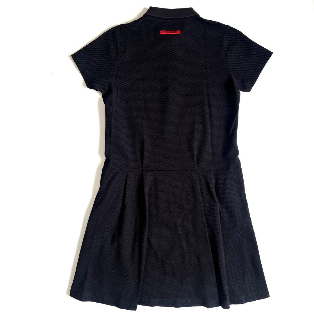 パーリーゲイツ　半袖ワンピース　Aライン　フリル　スカート　メゾンロゴ　2 L