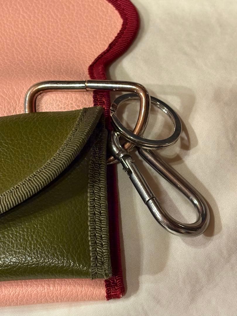 ノリエノモト　wave purse / rose pink × olive