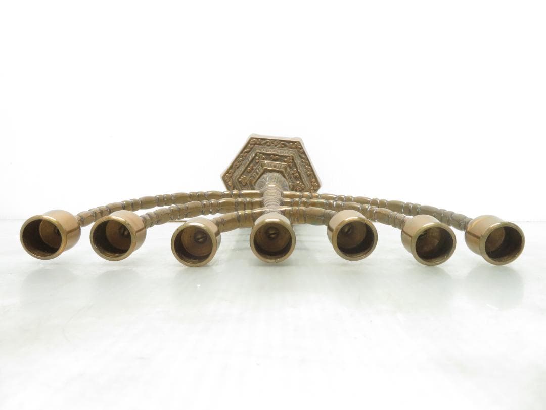 イスラエル メノーラー 真鍮製 7燭台 キャンドルスタンド 高さ32cm