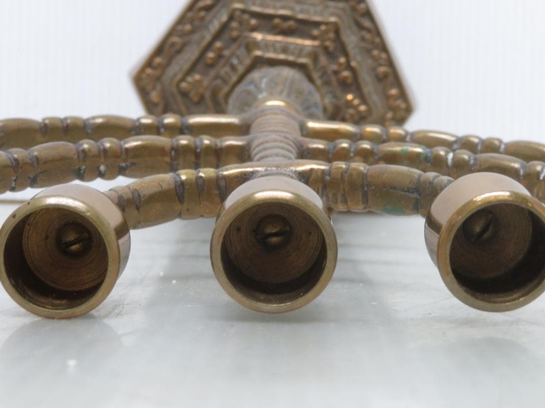 イスラエル メノーラー 真鍮製 7燭台 キャンドルスタンド 高さ32cm