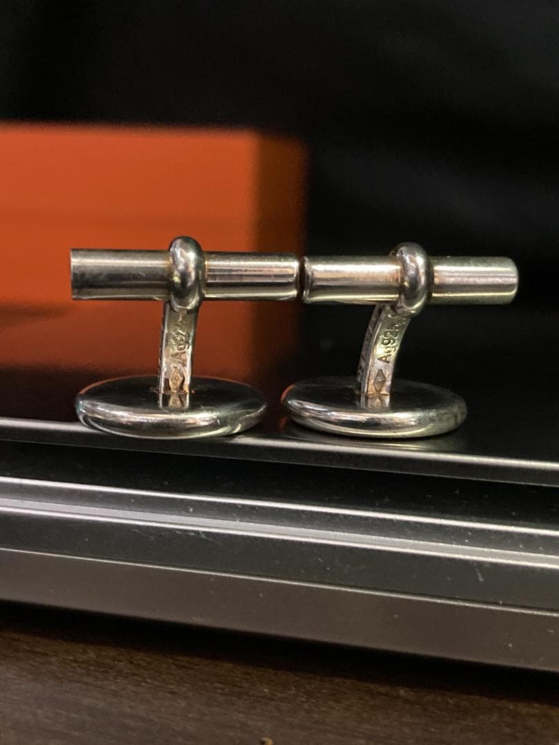 美品 エルメス セリエ ロゴ ラウンドシェイプ カフス シルバー AG925