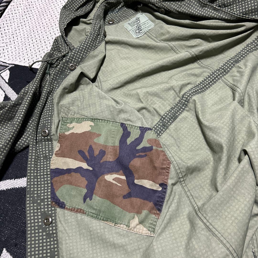 米軍実物 ナイトカモパーカー フィッシュテール ポケットカスタム 84年 「S」