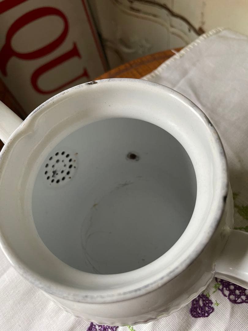 フランス　アンティーク　ホーロー　コーヒー　ティー　ポット　ガーランド　BB社