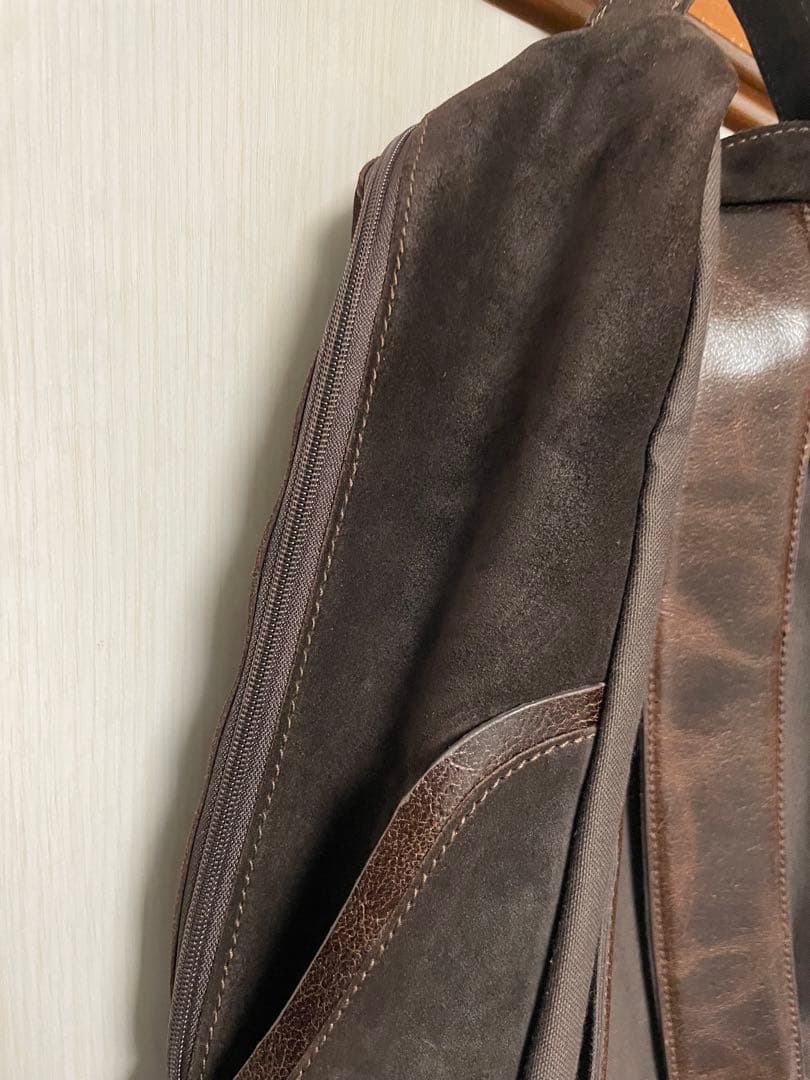 ZARA MANダークブラウン スエード リュック　リアルレザー　本革
