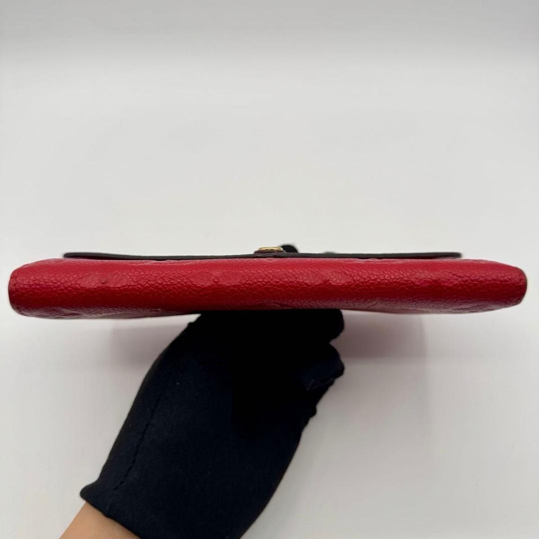 【美品】ルイヴィトン ポルトフォイユ・サラ モノグラム・アンプラント 長財布 赤