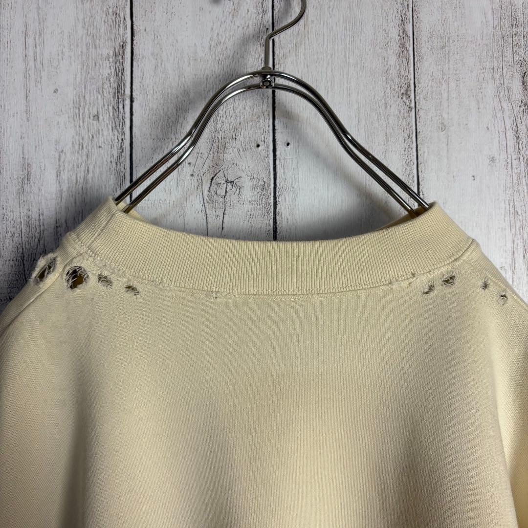 363【美品】バレンシアガ☆両袖BB刺繍ロゴダメージ加工スウェット ベージュ