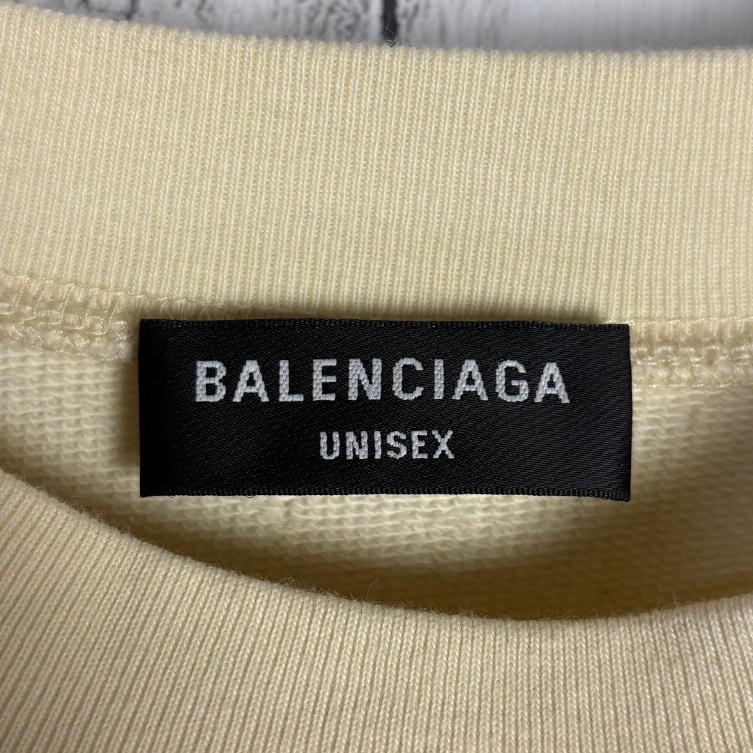 363【美品】バレンシアガ☆両袖BB刺繍ロゴダメージ加工スウェット ベージュ