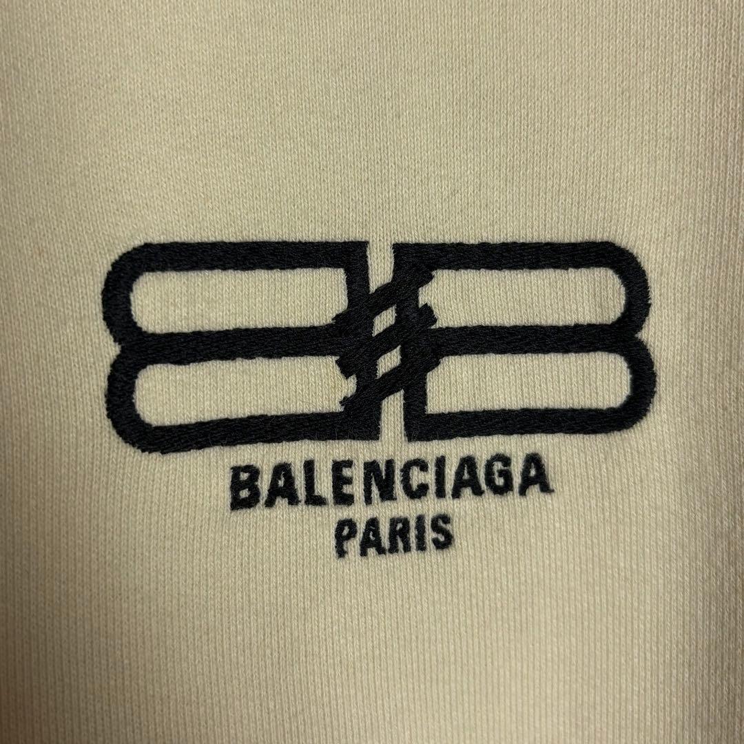 363【美品】バレンシアガ☆両袖BB刺繍ロゴダメージ加工スウェット ベージュ