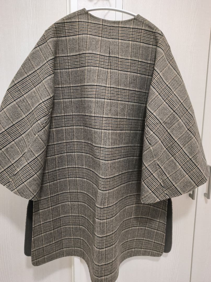 【18万】リバーシブル♡グレンチェックケヌキリバーシブルコート ポンチョ