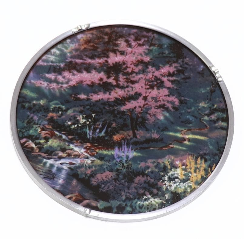 トーマスキンケード ヴィンテージ ステンドグラス 祈りの庭園 丸型 箱付き 風景