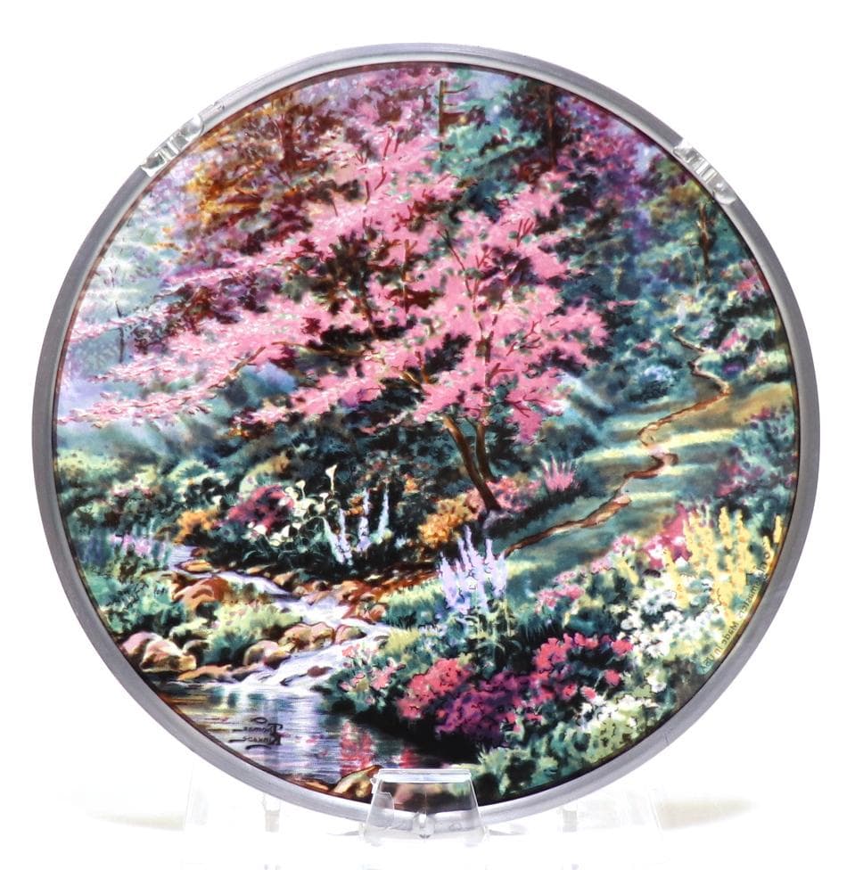 トーマスキンケード ヴィンテージ ステンドグラス 祈りの庭園 丸型 箱付き 風景