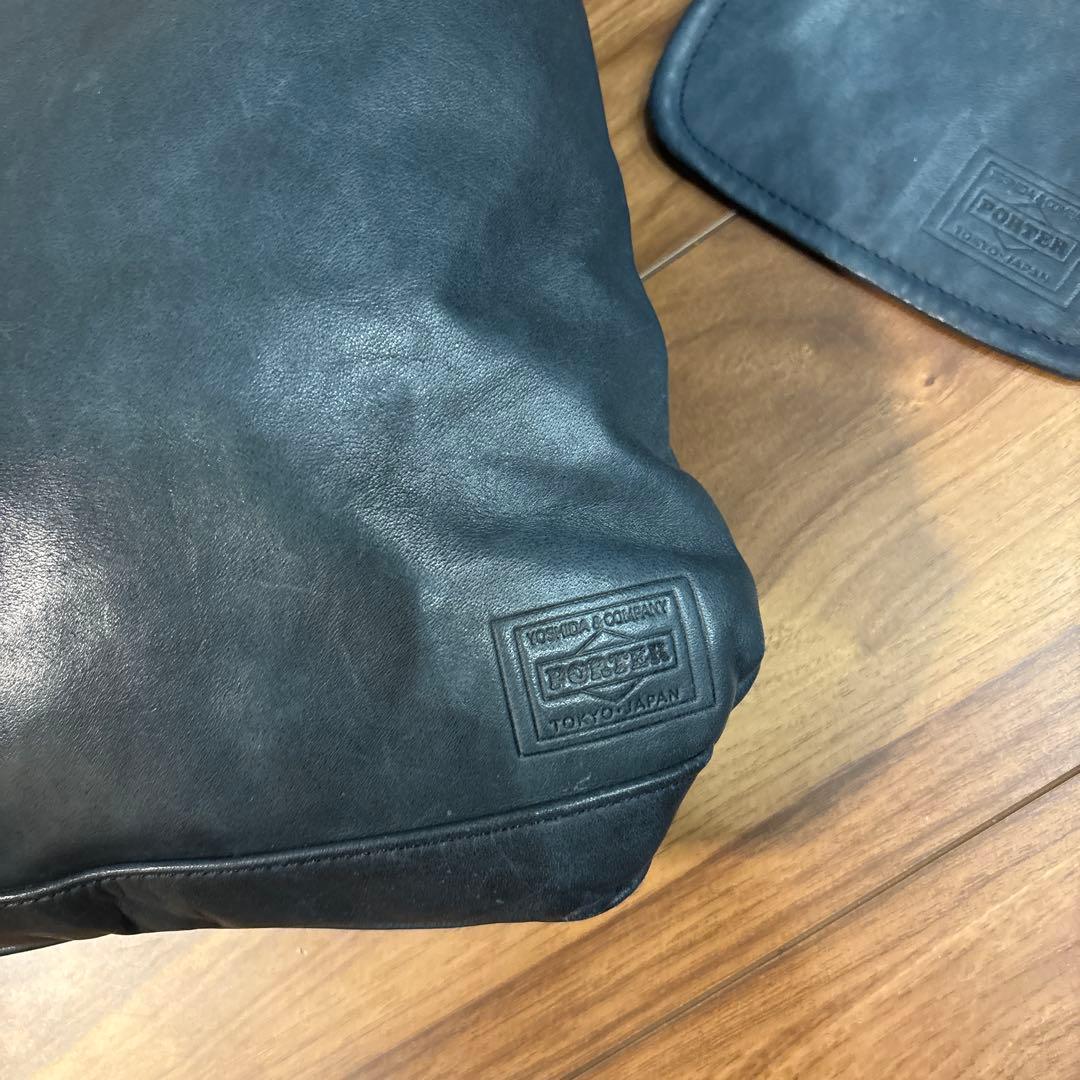 【美品】PORTER ポーター ラムレザー 本革製 ショルダーバッグ 小銭入れ付