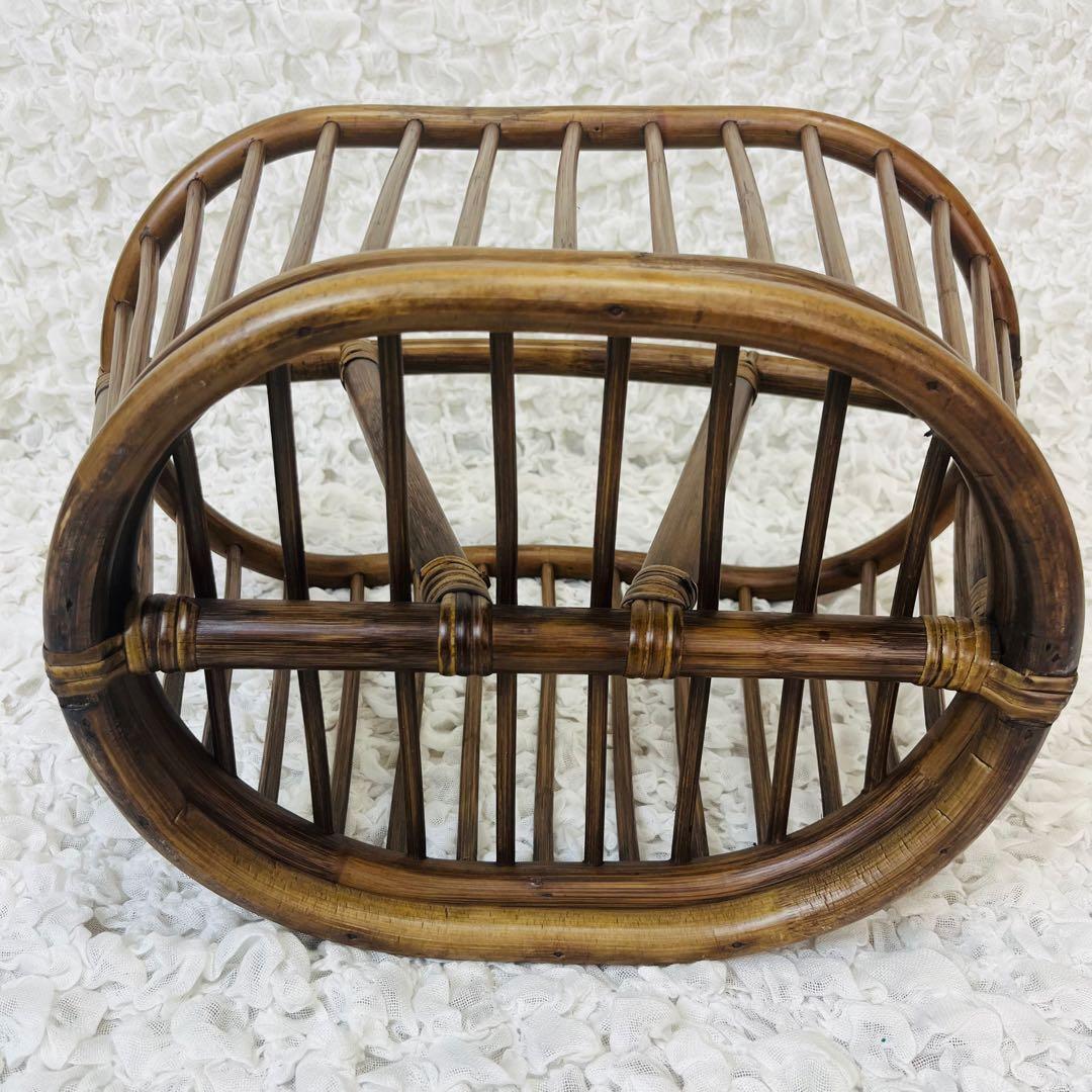 籐家具 小物入れ インテリア ラタンマガジンラック 籠かごアンティーク昭和レトロ