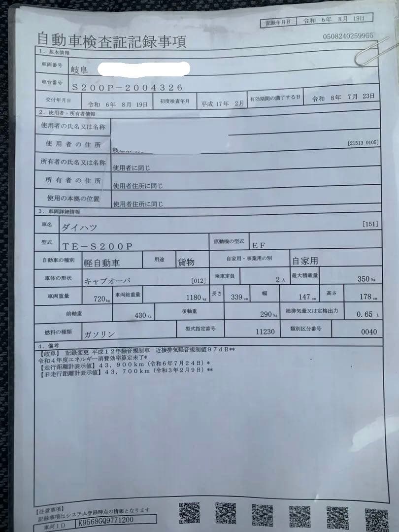 ダイハツ　ハイゼット平成17年km66.000