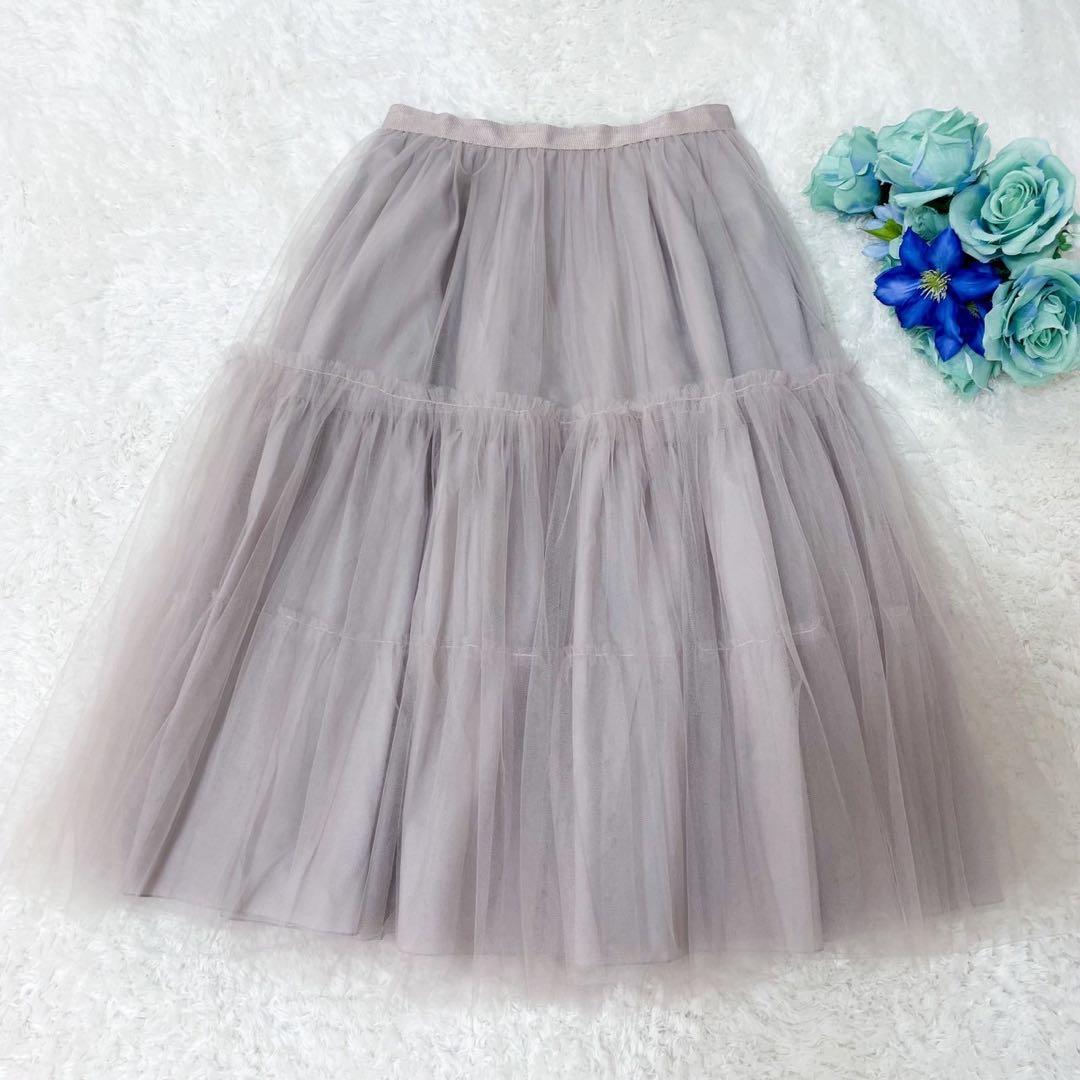 未使用級 FOXEY フォクシー チュールスカート グレージュ38 - メルカリ