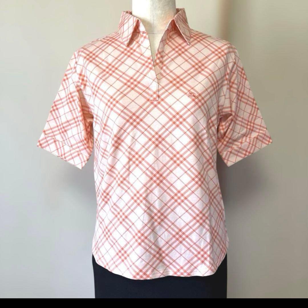 新品バーバリーBURBERRYGOLFレッド ポロシャツ 半袖 チェック柄襟3枚