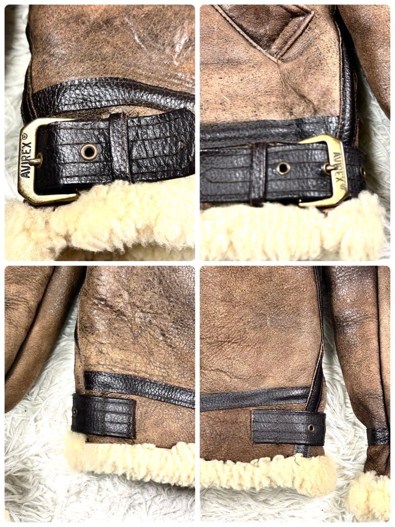 希少 AVIREX B-3 ムートンフライトジャケット 羊革 ブラウン 40 L