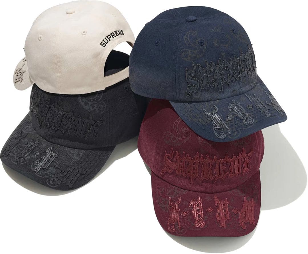 supreme Leather Applique 6-Panel ブラック