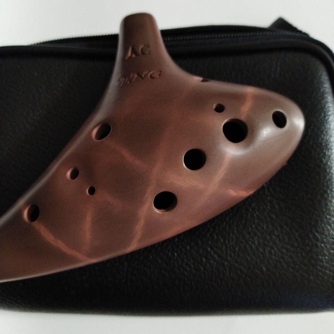 AC 12孔オカリナ ブラウン 収納ケース付き赤土