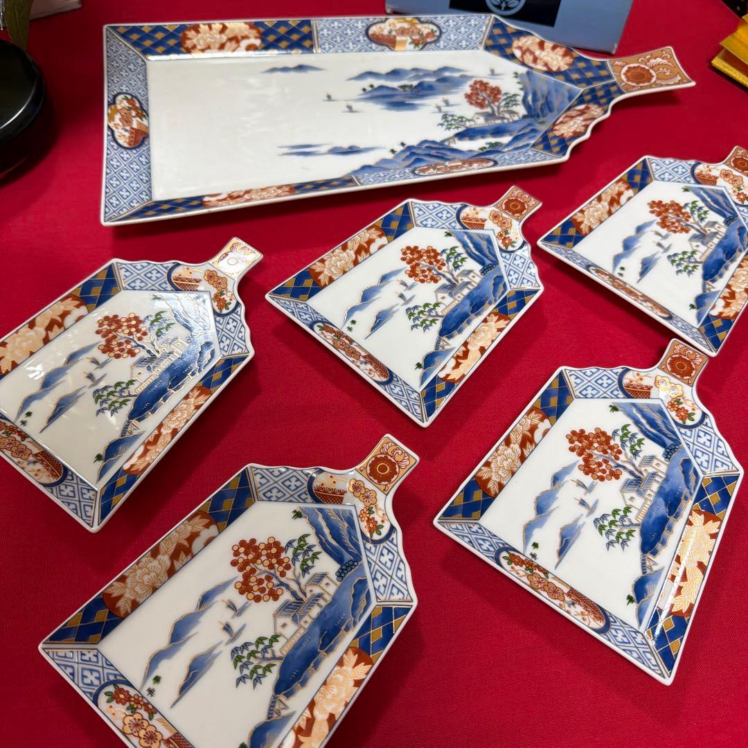 美品　醍醐窯　お正月セット　大皿&銘々皿セット　No.4-26