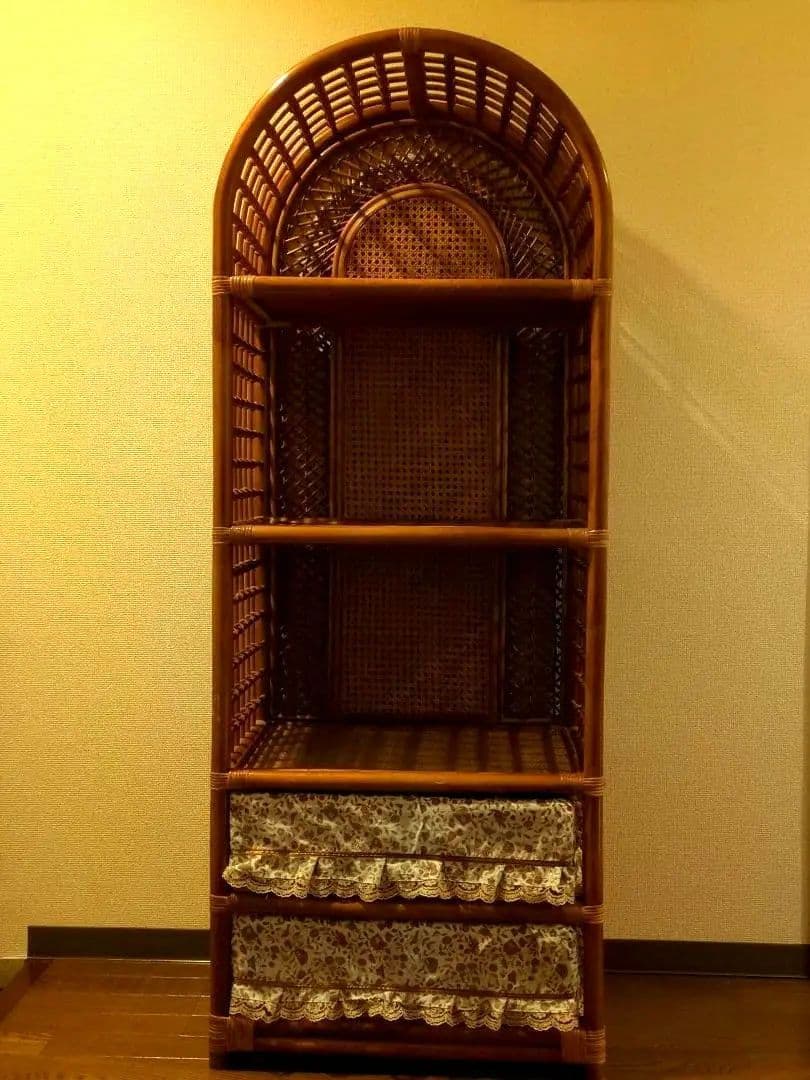ヴィンテージ アーチラタンラック オープンラック 籐家具 収納 ナチュラル ヴィンテージ ラタンラック オープンラック 籐家具 収納 ナチュラル