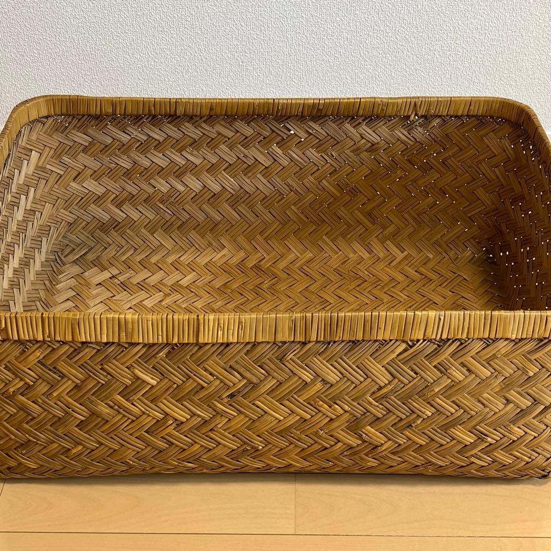 美品✨竹行李　古道具　アンティーク竹籠　収納カゴ昭和レトロ