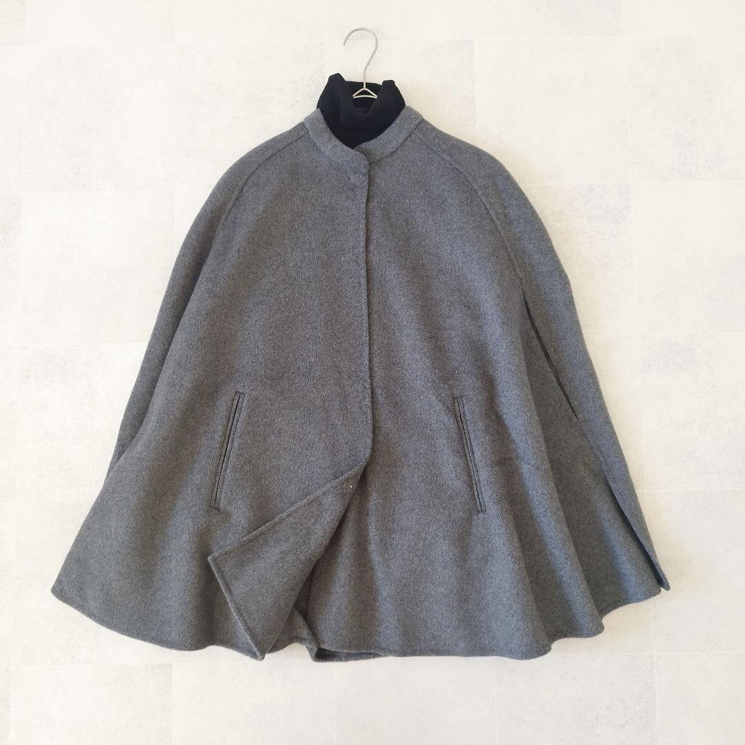 未使用級✨ミラオーウェン 23aw ウール混スタンドカラーリバーケープコート