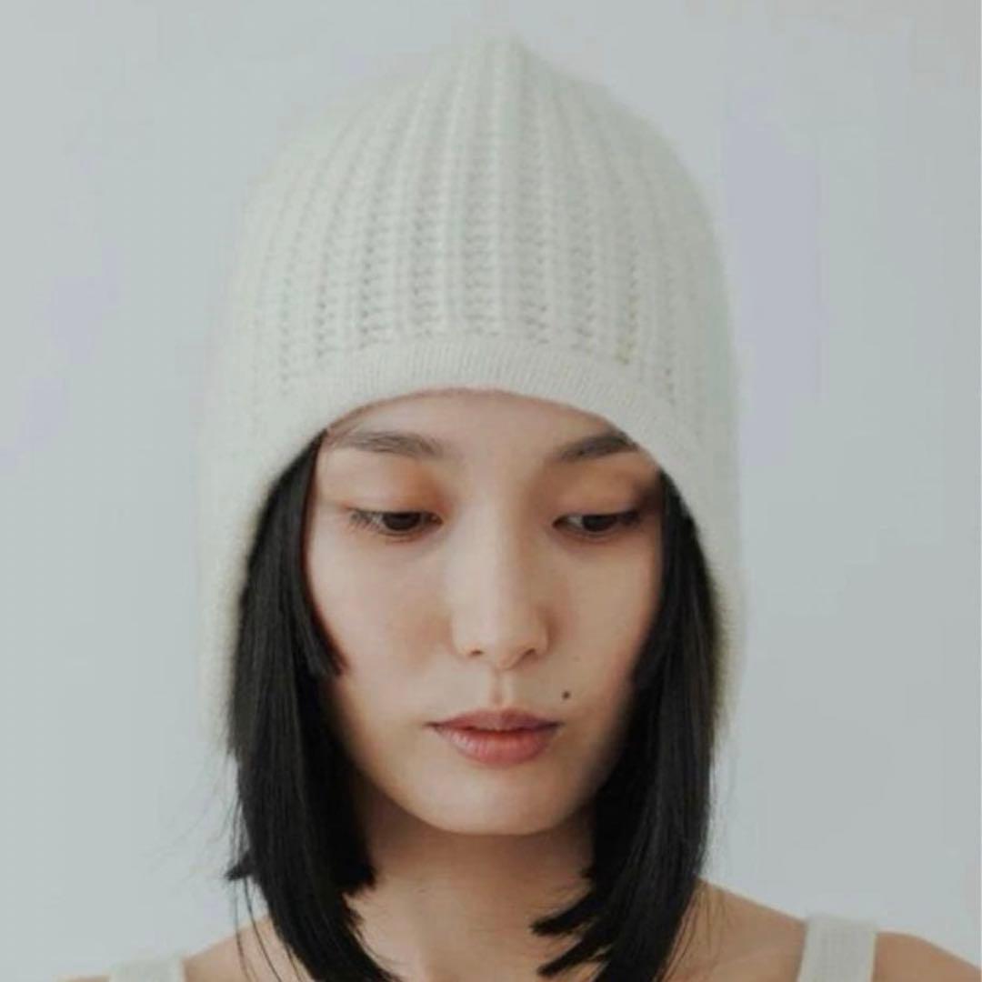 美品!! yo biotop カシミヤ100% フライトキャップ ニット帽