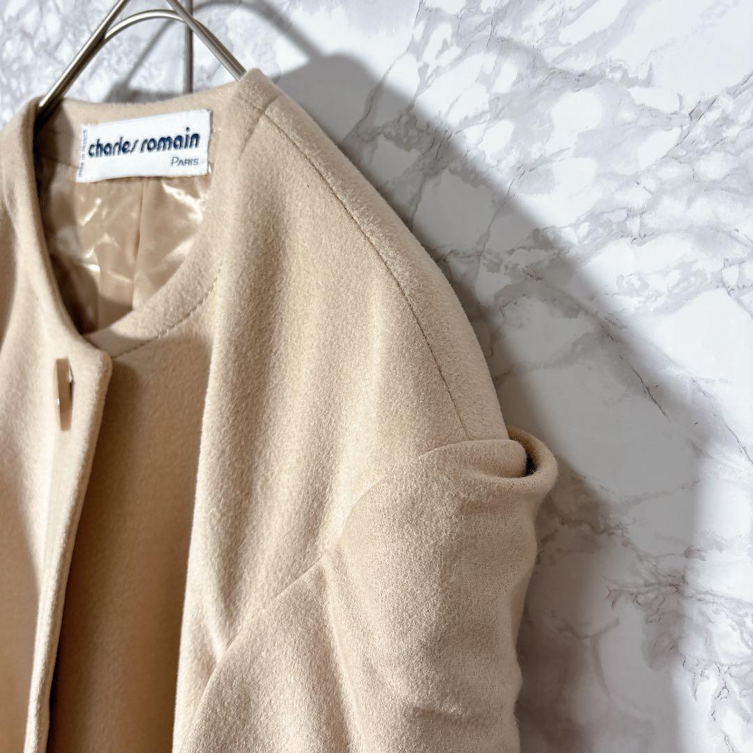 【シャルルロマン】ポンチョ風コート（ベージュ） ロングロード　フランス製