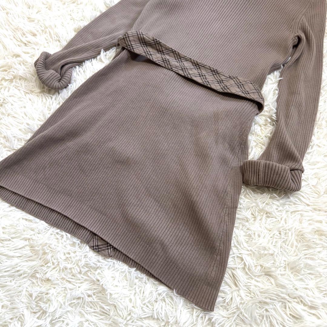 【美品】BURBERRY ノバチェック ニット　ワンピース ホースロゴ　38