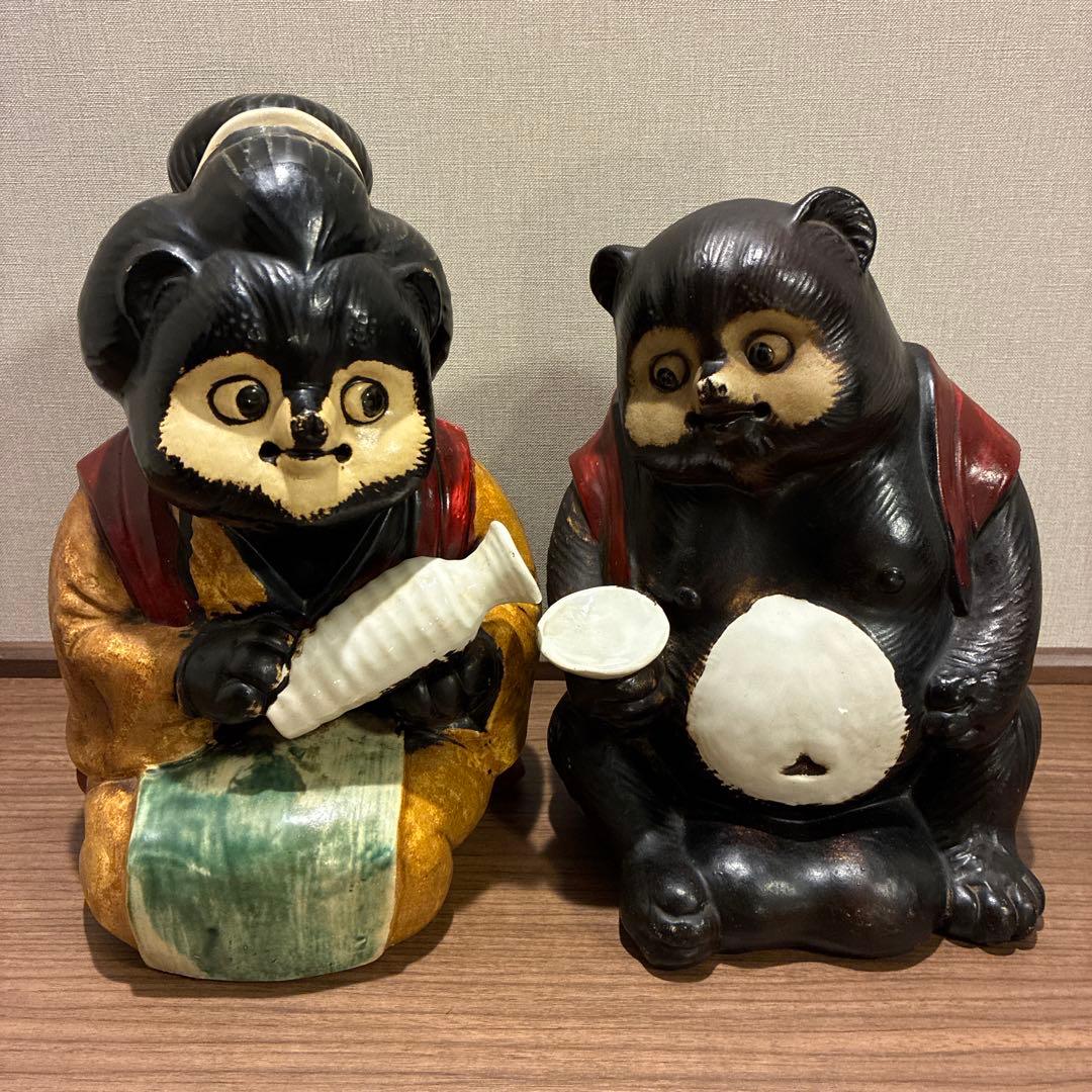 信楽焼 夫婦狸置物