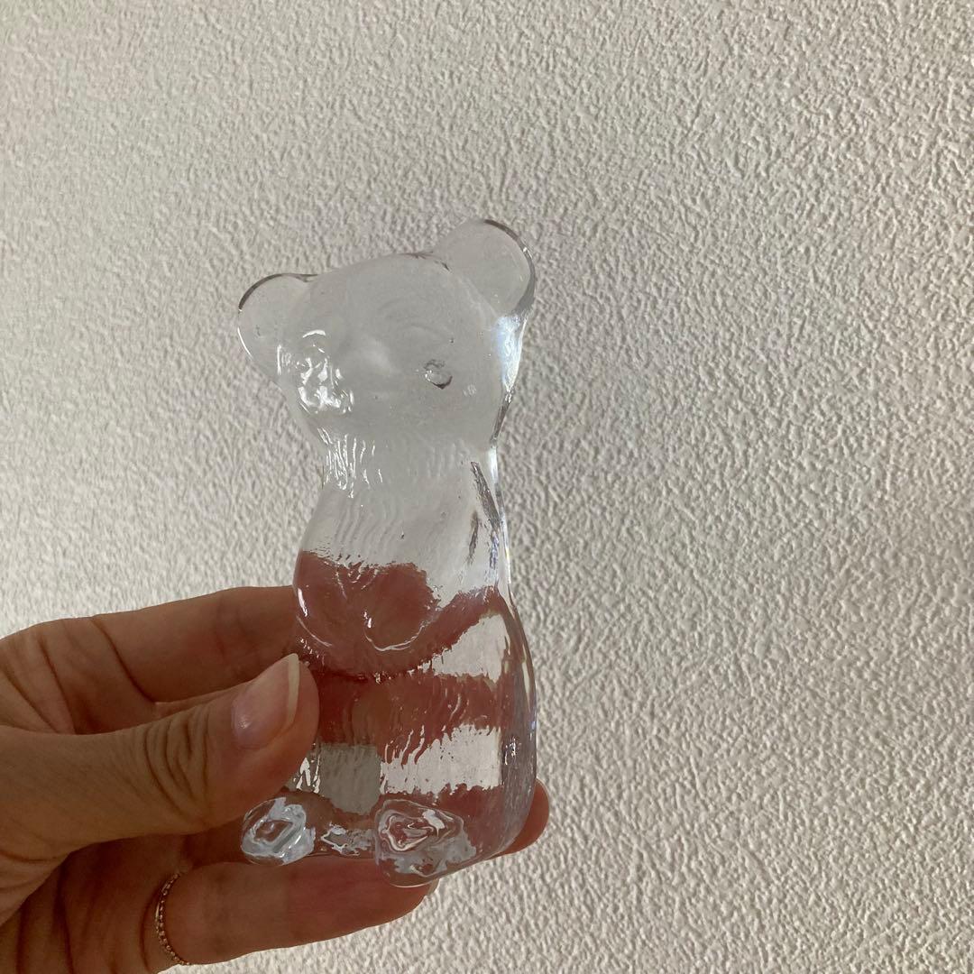 北欧ヴィンテージ　エダクリスタル社　クマさんのガラスオブジェ　　ペーパーウェイト