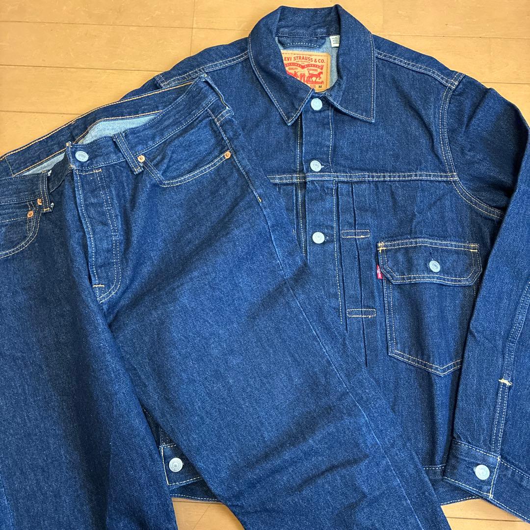 リーバイス 濃紺デニムセットアップ 2nd トラッカージャケット 501 W34