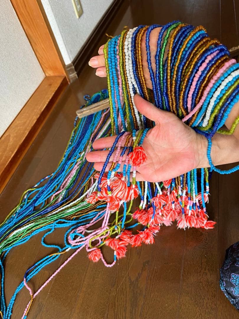 A1019 大正浪漫 昭和レトロ ガラスビーズ￼ のれん 簾 タペストリー