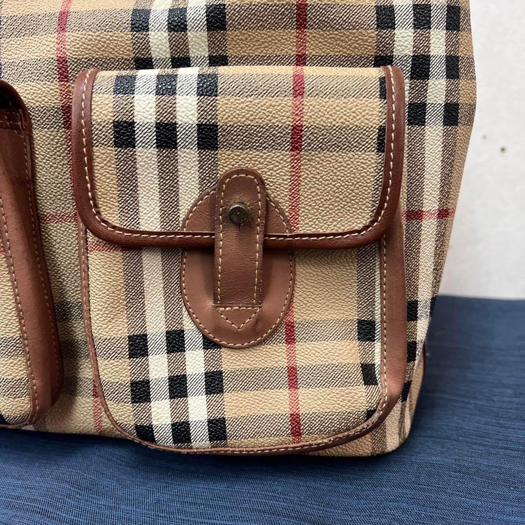 バーバリー ノバチェック シャドーホース リュック ベージュ キャンバス レザー