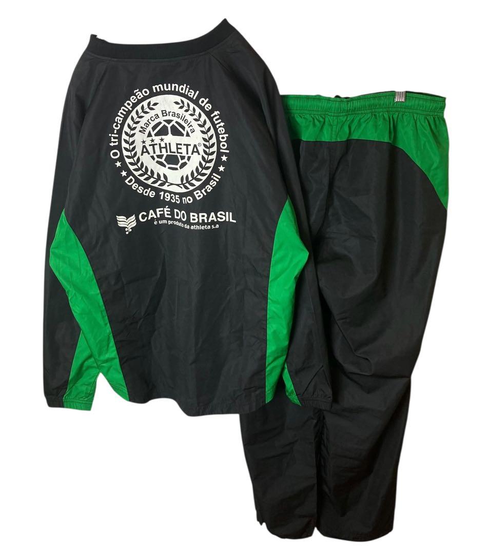 ATHLETAアスレタでかロゴブラックナイロンジャージ上下セットアップLサイズ