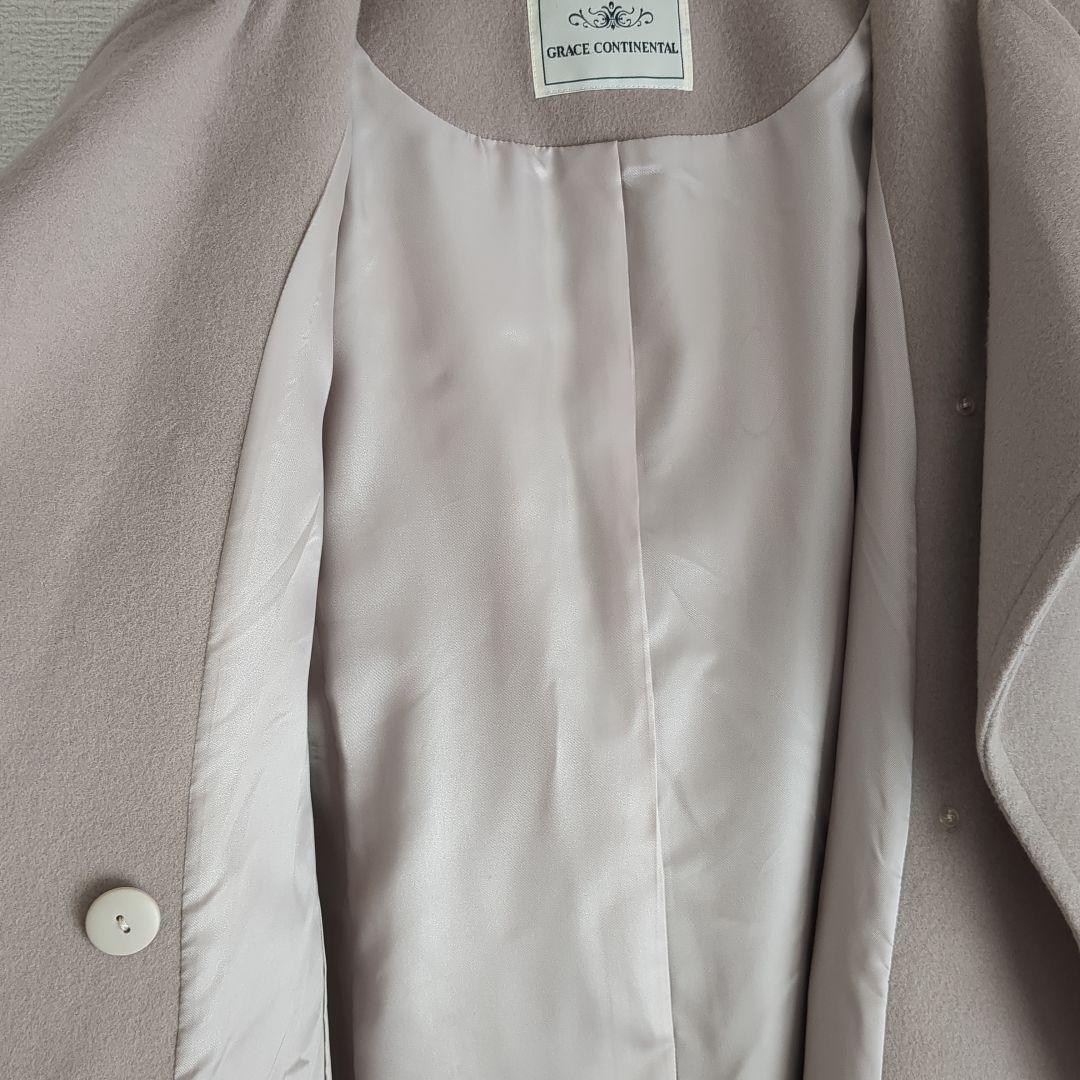 グレースコンチネンタル ダブルブレスト ウール コート ベージュ 36