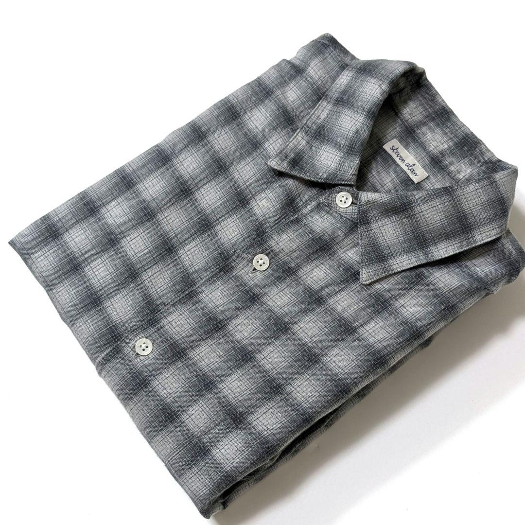 極美品☆スティーブンアラン オンブレチェックシャツ М グレー - メルカリ