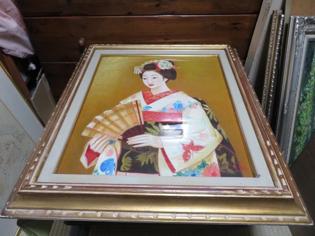 ◆　永井はる 「舞妓」 油彩　F１０号　東美会賞受賞　◆