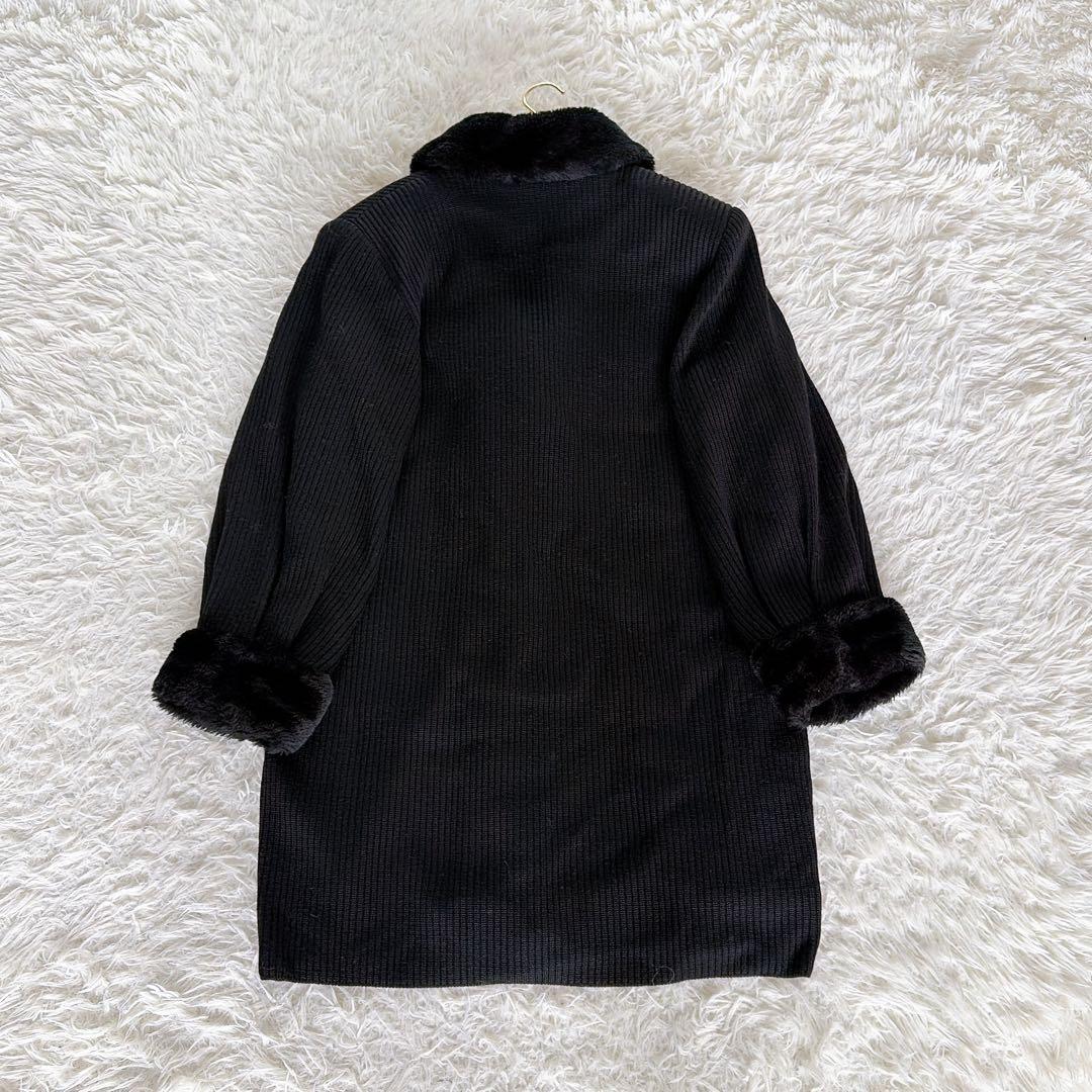 美品✨【YSL】ウール100%ファー付ダブルブレストコート ブラック 異素材 M