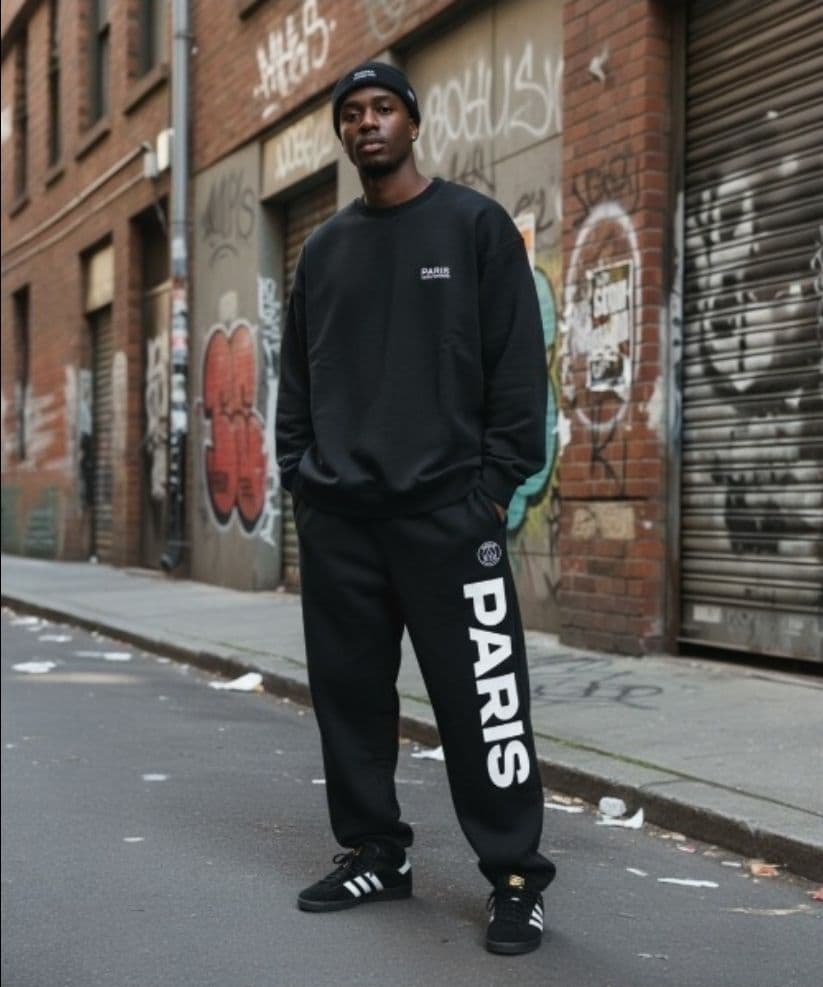 【XL】パリサンジェルマン ブラックトレーナー・スウェットアップ