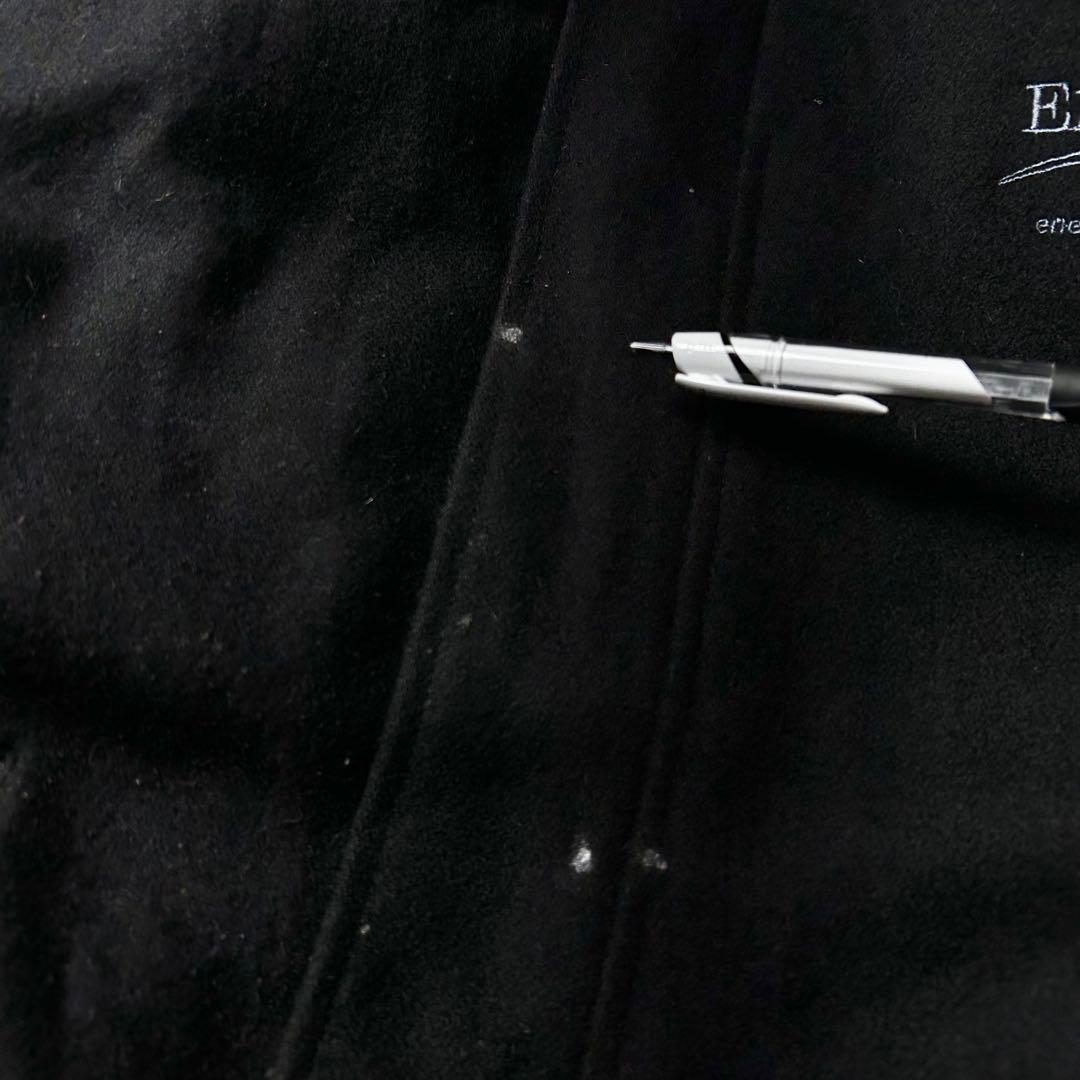 90s vintage オールブラックスタジャン 袖本革 レザー 企業物 刺繍