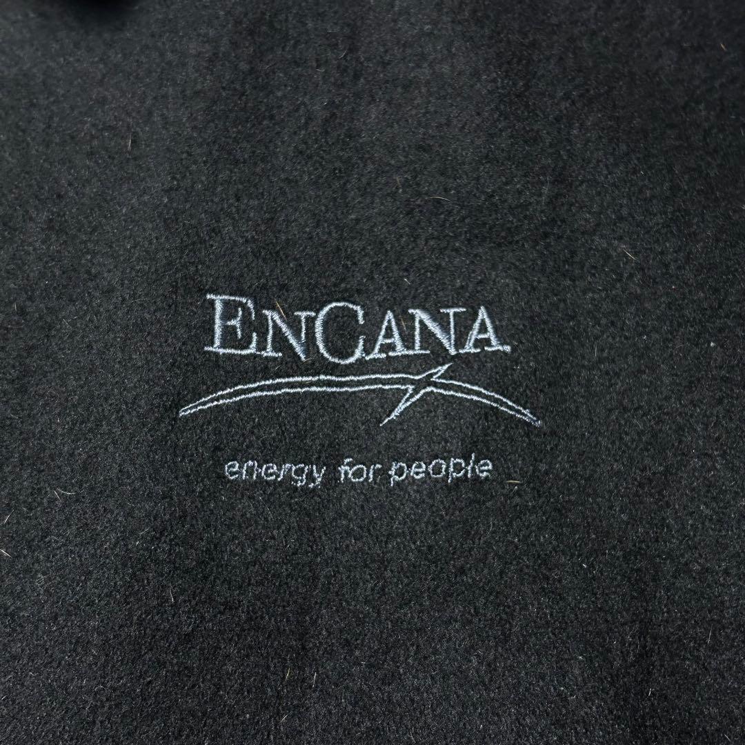 90s vintage オールブラックスタジャン 袖本革 レザー 企業物 刺繍