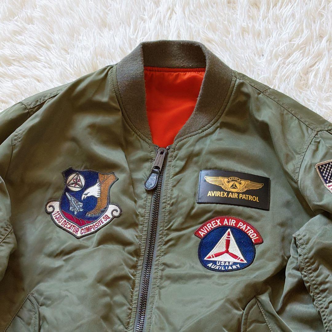 希少2XLサイズ AVIREX 中綿入り MA-1 フライトジャケット ワッペン