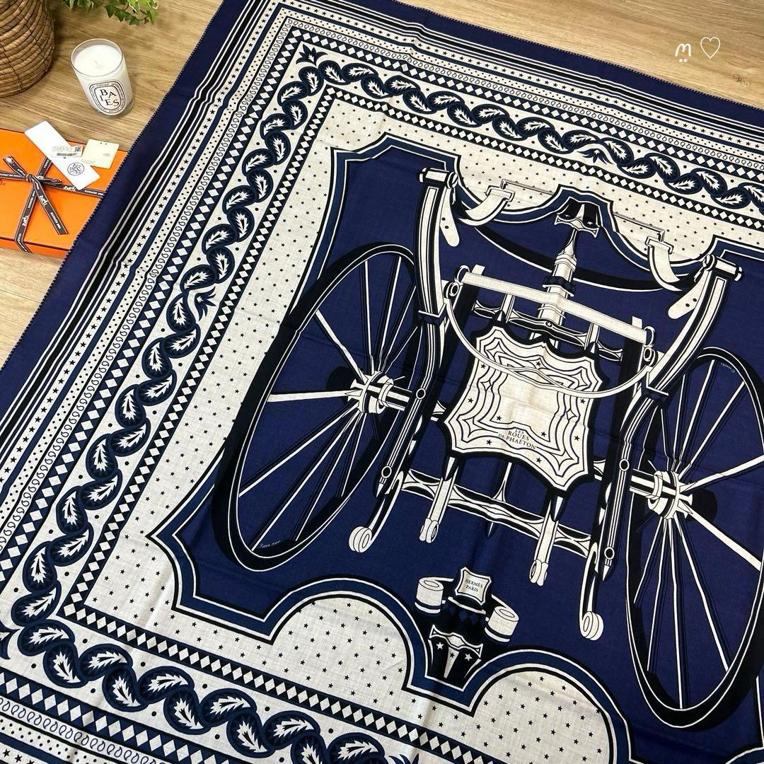 HERMES　エルメス　カレ140　ジェアン　四輪馬車の車輪バンダナ　カシシル
