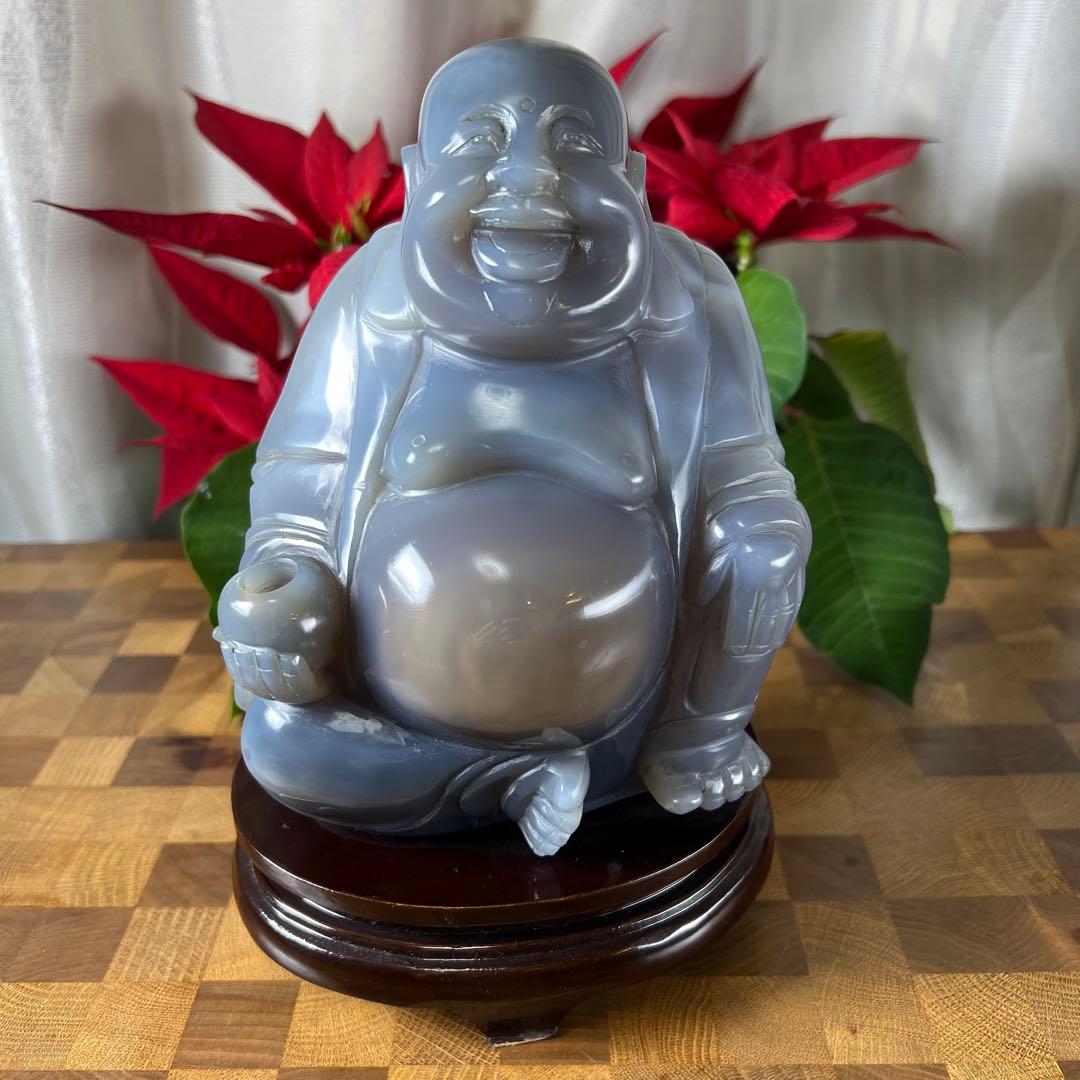 特大】本瑪瑙水胆布袋像 台付高さ23cm - メルカリ