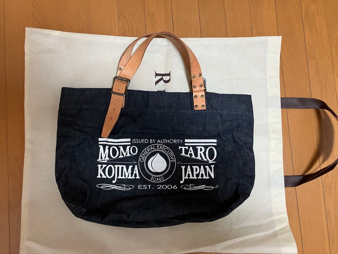 桃太郎ジーンズ　トートバッグ　デニム　本革